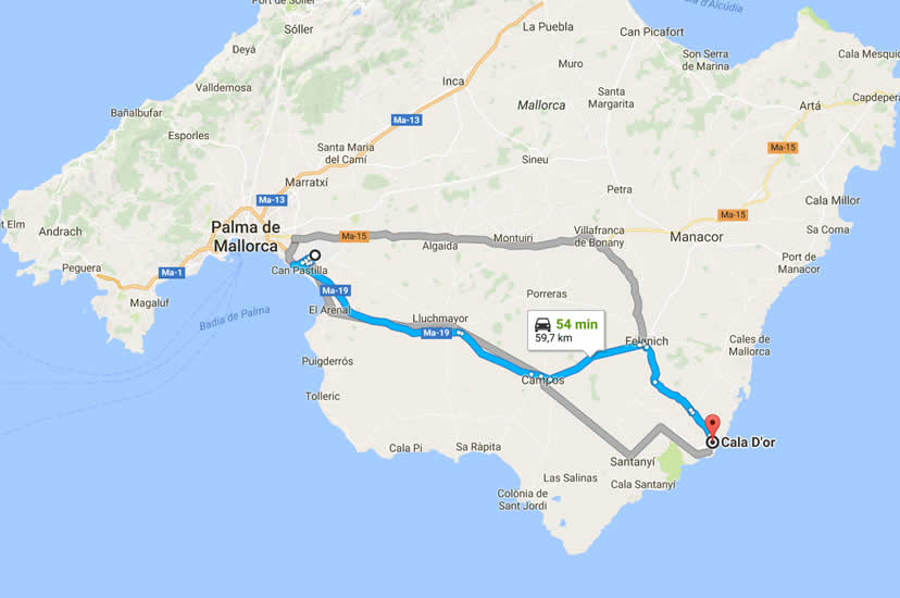 Taxi from Palma airport to Cala d Or